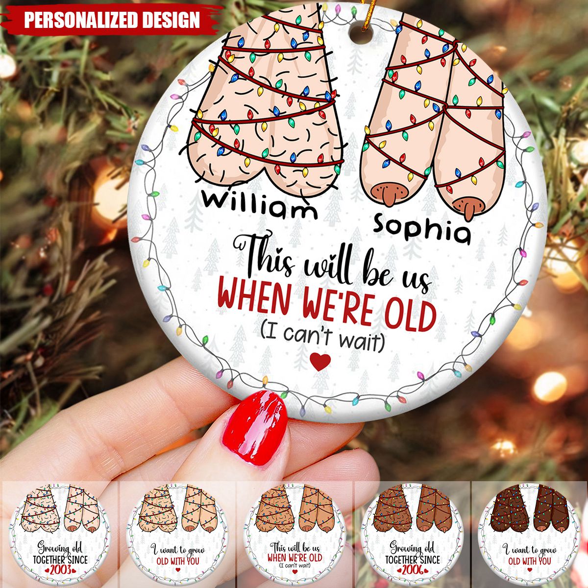 2024 New Release I Want To Grow Old With You-Personalized Ceramic Ornament-Christmas Gift For Couples