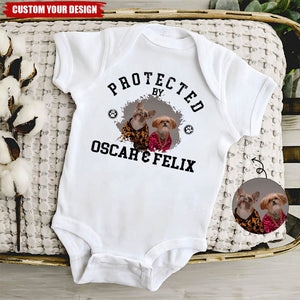 Protected By Pet - Personalized Custom Pet Photo Baby Onesie - Upload Pet Photo