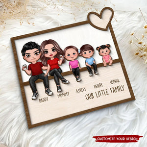 Family - Sitting Together Home Decor - Personalized Wooden Plaque With Stand