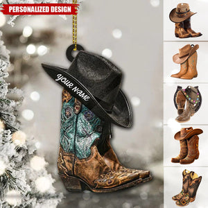 2024 New Release Personalized Boots And Hat Cowboy Christmas Ornament-Gifts For Horse Lover