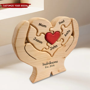 Personalized Engraved Heart Family Puzzle - Gift For Mother, Father, Family