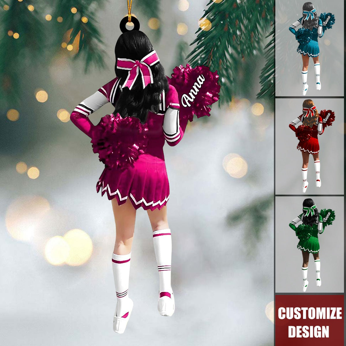 Personalized Cheerleading Pom pom Girl Christmas Ornaments - 2024 New Release