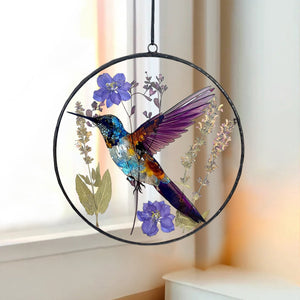 Dried Flower Hummingbird Suncatcher-Gift for Friends,Family