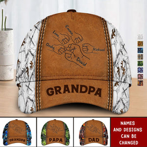 Grandpa Papa Daddy Fist Bump Fathers Day Family Personalized Cap