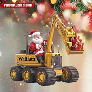 Personalized Santa on The Excavator Christmas Ornament, 2024 New Release Gifts For Kids