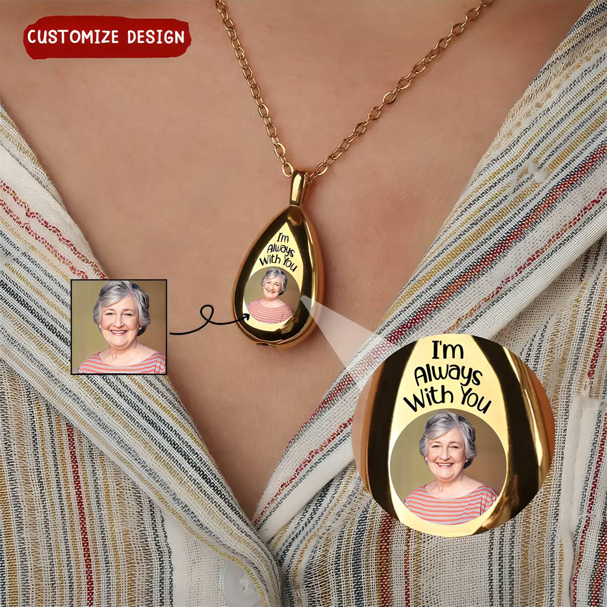 Custom Photo I'm Always With You Memorial - Personalized Keepsake Necklace