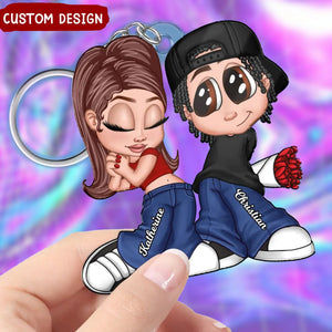 Y2K Couple Personalized Acrylic Keychain, Gift For Couples