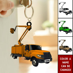 Personalized Lineman Truck Acrylic Keychain