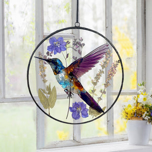 Dried Flower Hummingbird Suncatcher-Gift for Friends,Family