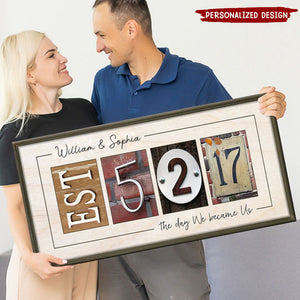 Custom Wedding Gift for Newlywed Couples - Couple Personalized Horizontal Poster - Gift For Husband Wife, Anniversary