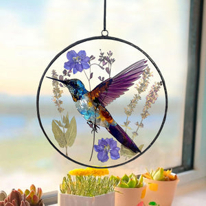 Dried Flower Hummingbird Suncatcher-Gift for Friends,Family