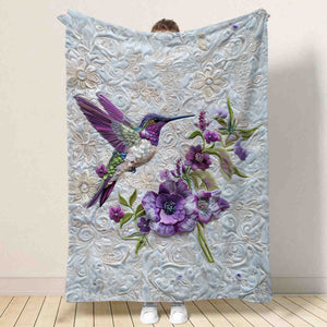 Purple Hummingbird Blanket - Gift For Bird Lovers