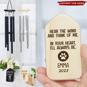 Hear The Wind And Think Of Me Dog Cat Memorial Wind Chimes Personalized Gifts