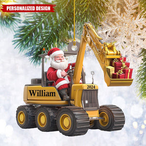 Personalized Santa on The Excavator Christmas Ornament, 2024 New Release Gifts For Kids