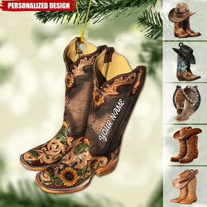 2024 New Release Personalized Boots And Hat Cowboy Christmas Ornament-Gifts For Horse Lover