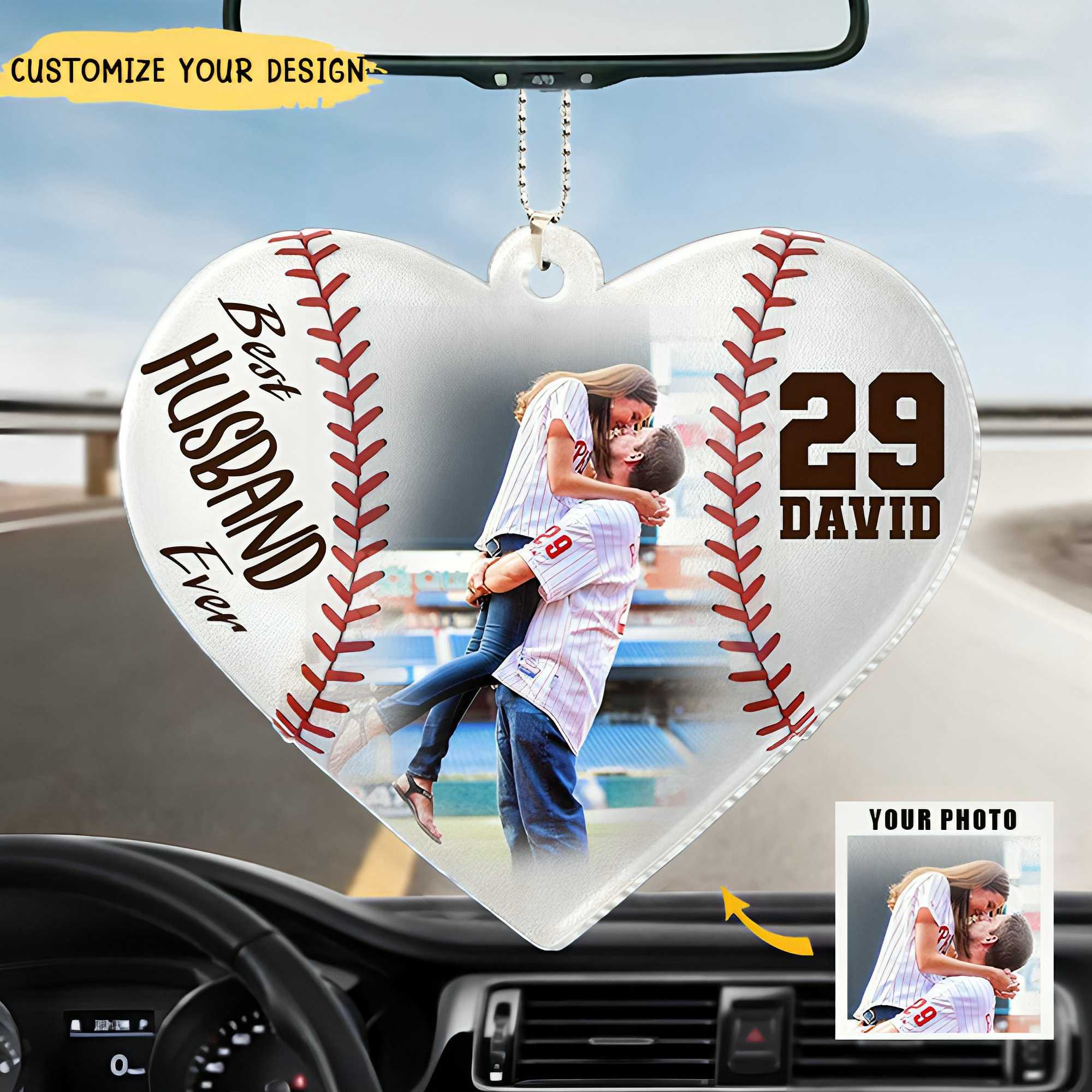 Personalized Gift For Baseball Couple Car Ornament Best Husband Ever