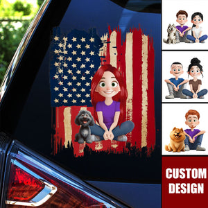 Personalized Cute Cartoon Dog/Cat Flag Printed Decal - Gift for Pet Lovers, Family