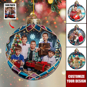 Custom Photo Christmas Good Cheer Is Found With Family Personalized Christmas Acrylic Ornament - 2024 New Release  Gift For Family Members