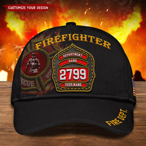 Personalized Firefighters Cap With Department, Rank, Badge Number And Your Name, Fire Dept Cap, Fireman Gifts