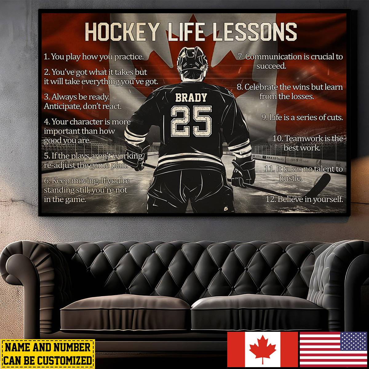 Personalized American/Canada Hockey Life Lessons Poster-Gift For Hockey Lovers