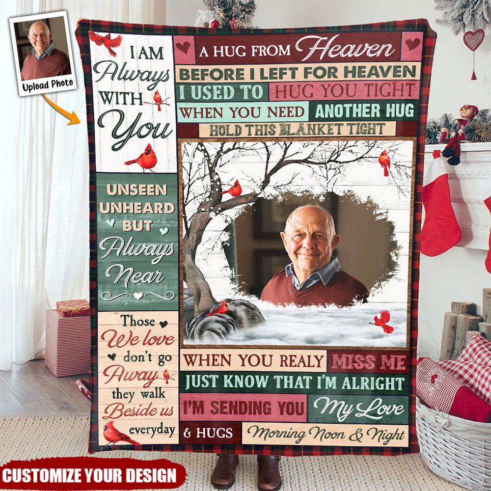 Custom Photo A Hug From Heaven - Personalized Photo Blanket - laihair