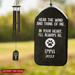 Hear The Wind And Think Of Me Dog Cat Memorial Wind Chimes Personalized Gifts