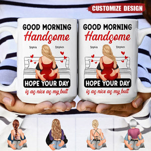 Good Morning Handsome Beautiful - Personalized Couple Mug