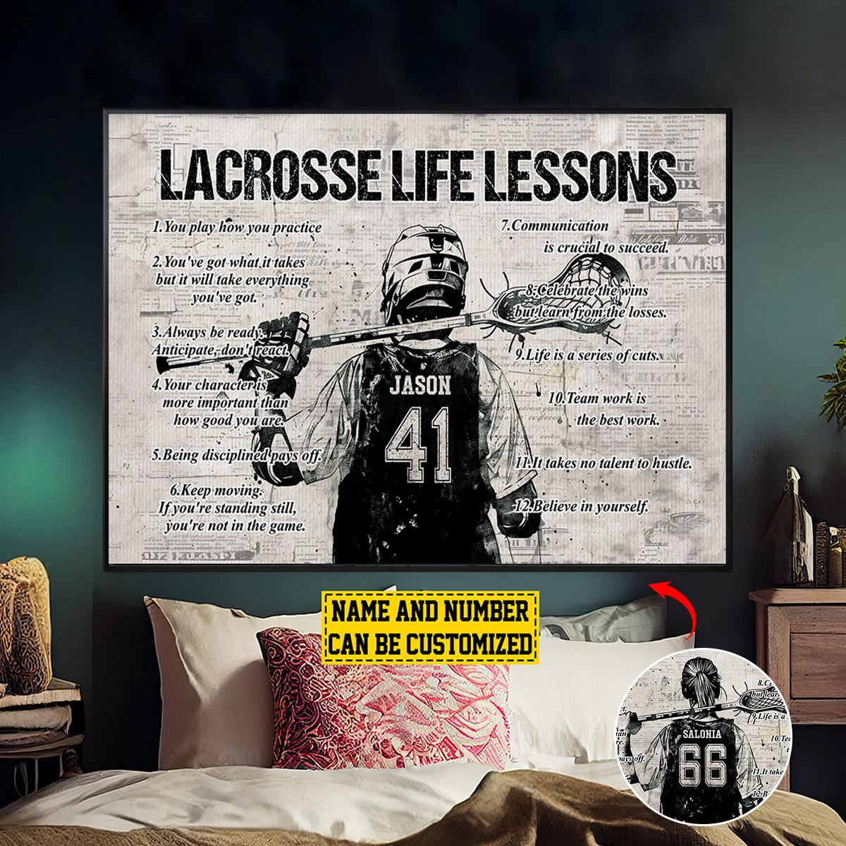 Personalized Lacrosse Life Lessons Poster-Gift For Lacrosse Lovers