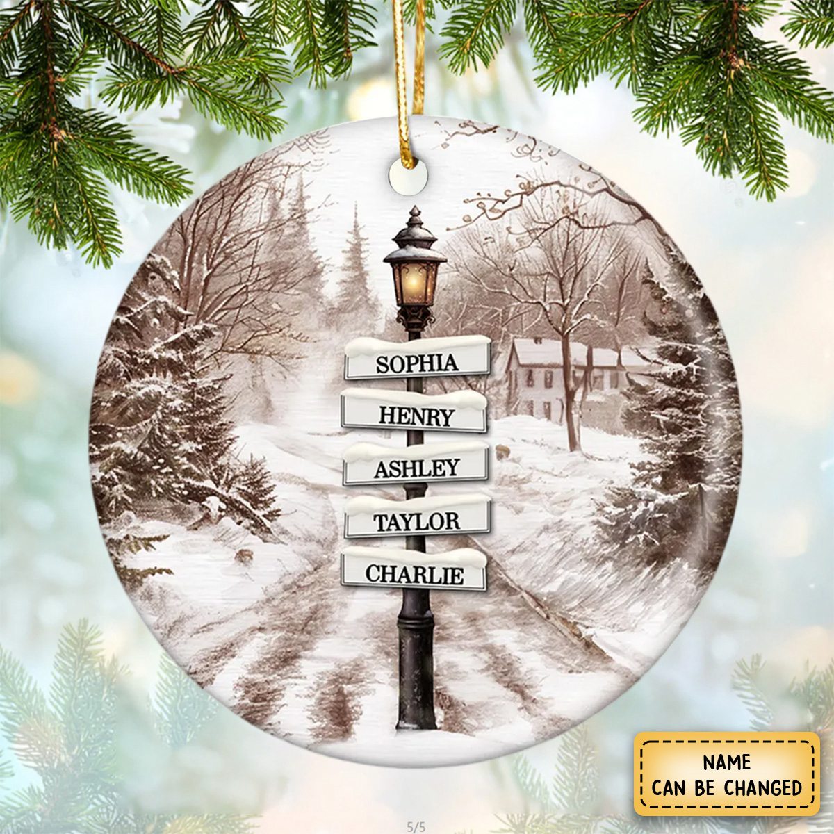 2024 New Release - Vintage Christmas Signpost Family Personalized Ceramic Ornament