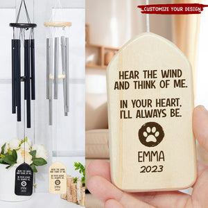 Hear The Wind And Think Of Me Dog Cat Memorial Wind Chimes Personalized Gifts