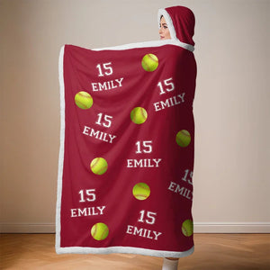 Gift For Football,Soccer,Hockey,Softball,Baseball,Volleyball Lover - Personalized Sport Wearable Hooded Blanket