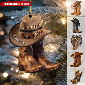 2024 New Release Personalized Boots And Hat Cowboy Christmas Ornament-Gifts For Horse Lover