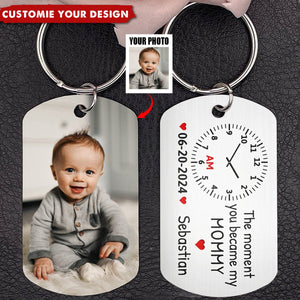 Custom Photo The Moment You Became My Mommy - Personalized Stainless Steel Keychain