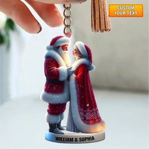 Personalized Santa and Mrs. Claus Keychain, Gift For couple