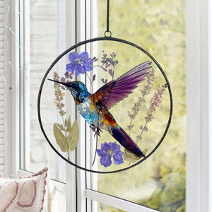 Dried Flower Hummingbird Suncatcher-Gift for Friends,Family