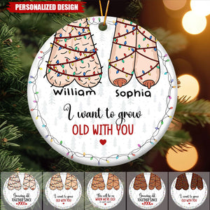 2024 New Release I Want To Grow Old With You-Personalized Ceramic Ornament-Christmas Gift For Couples