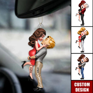 I Love You Forever - Personalized Couple Acrylic Car Ornament, Anniversary Gift For Couple