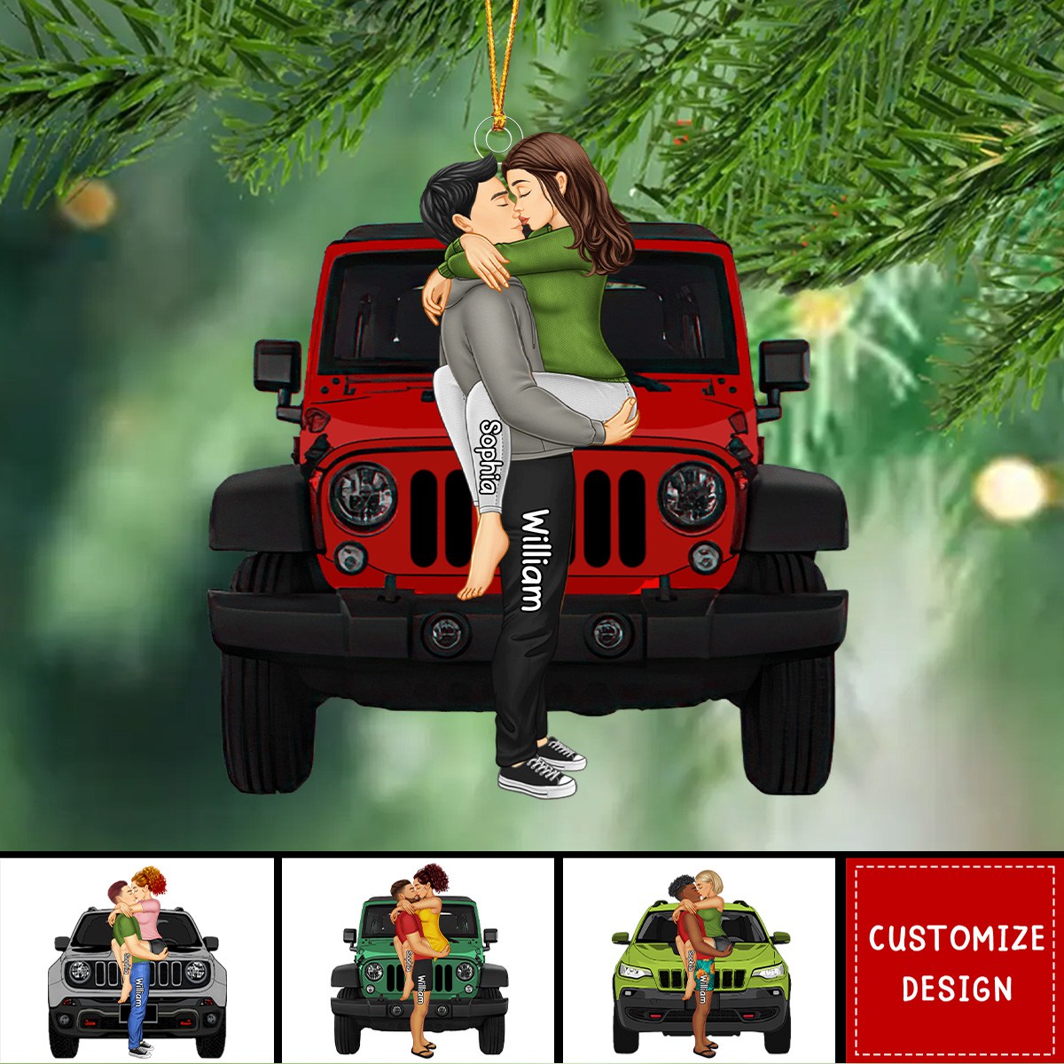 2024 New Release - Personalized Off-Road Car Couple Christmas Acrylic Ornament