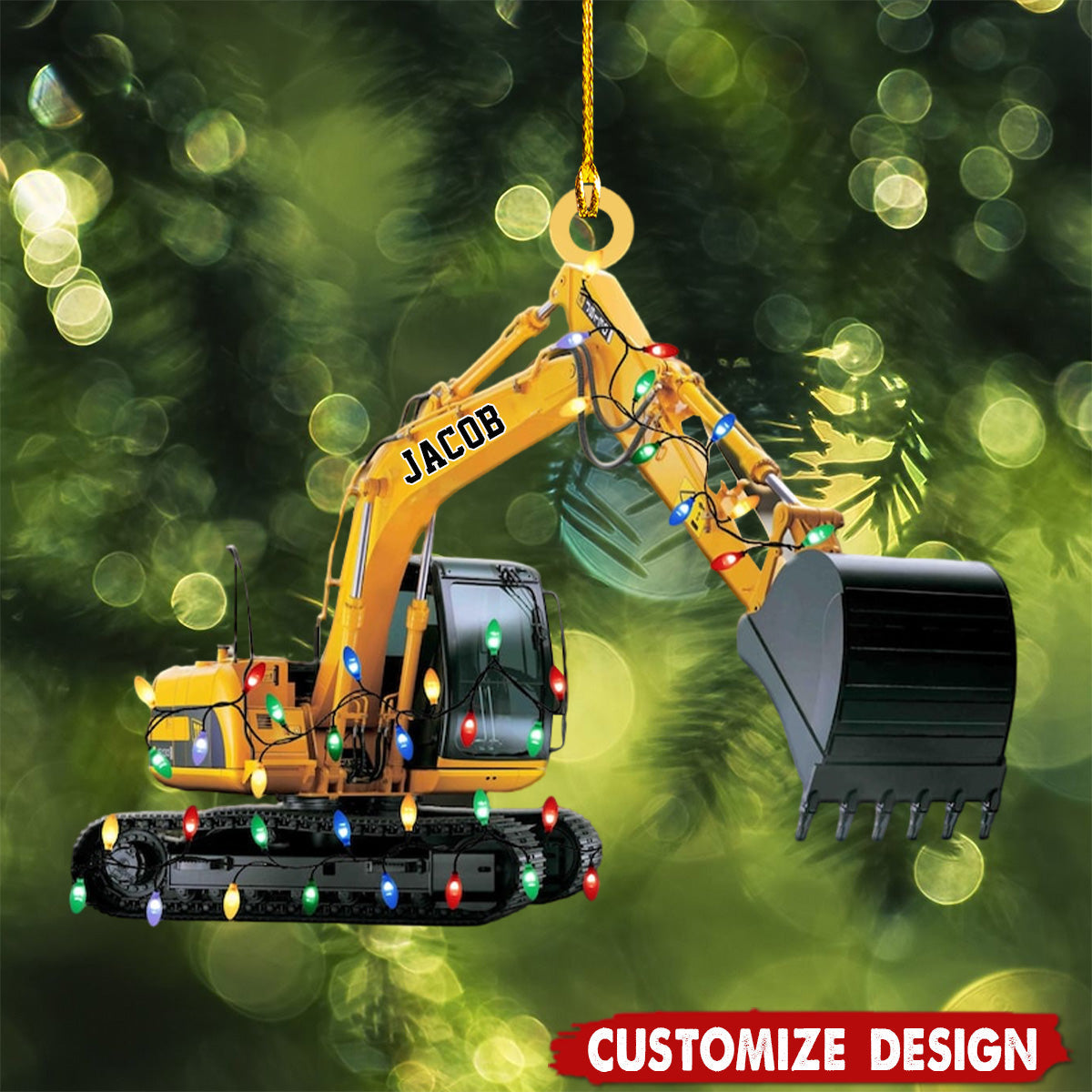 Personalized Excavator Led Light Christmas Ornament-2024 New Release