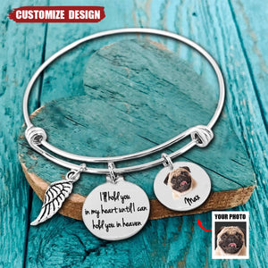 A Piece Of My Heart Lives In Heaven - Personalized Memorial Photo Bracelet