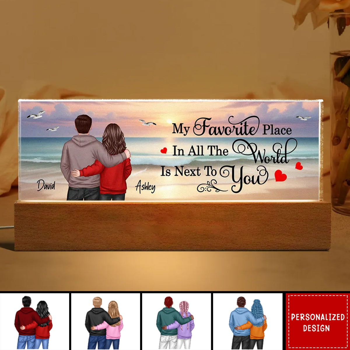 My Favorite Place Couple Beach Landscape-Personalized LED Night Light-Gift For Her Or Him