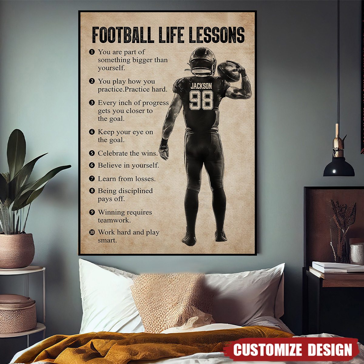 Personalized Football Life Lessons Poster- Gift For Football Lovers