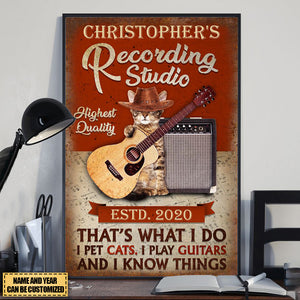 Personalized Acoustic Guitar Cat That's What I Do Vertical Poster