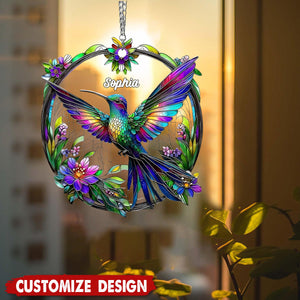 Personalized Beautiful Hummingbird Suncatcher Ornament , Gift For Bird Lovers