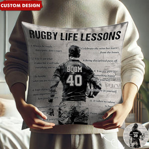 Personalized Rugby Life Lessons Pillow-Gift For Rugby Lovers