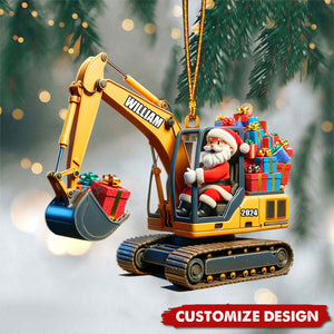 Personalized Santa on The Excavator Christmas Ornament, 2024 New Release Gifts For Kids