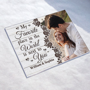 My Favorite Place In The World Is Next To You - Personalized Photo Canvas Horizontal Poster