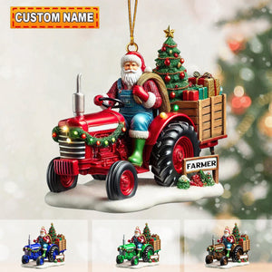 Personalized Farmer Santa on Tractor Ornament-2024 New Release