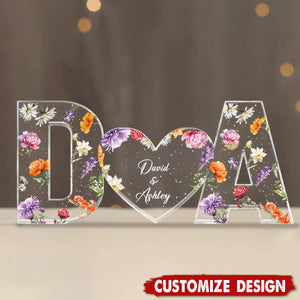 Couple Initials Floral Theme Valentine's Day Gift Anniversary Gift Personalized Acrylic Plaque