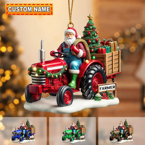 Personalized Farmer Santa on Tractor Ornament-2024 New Release